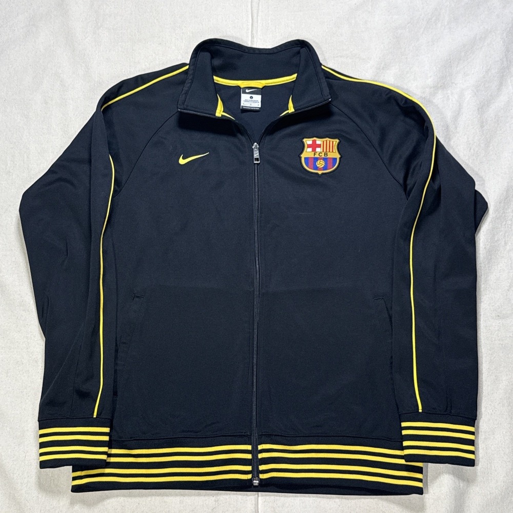 Nike FC Barcelona Dri-FIT Full Zip Hooded Soccer Jacket Black Size L